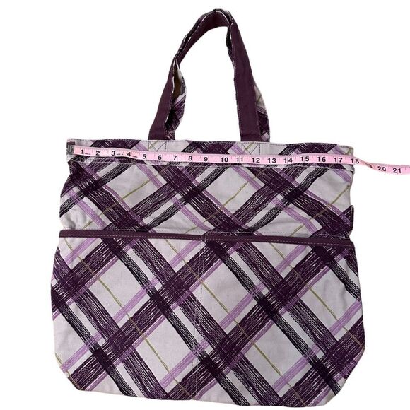 Thirty One ~ Purple Plaid Retro Metro Foldover Bag ~ convertible bag ~ multi use - Picture 3 of 10